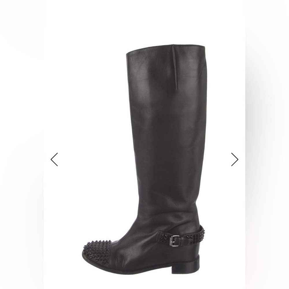 Christian Lacroix Black Leather Over-the-Knee Studded Boots